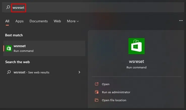 wsreset