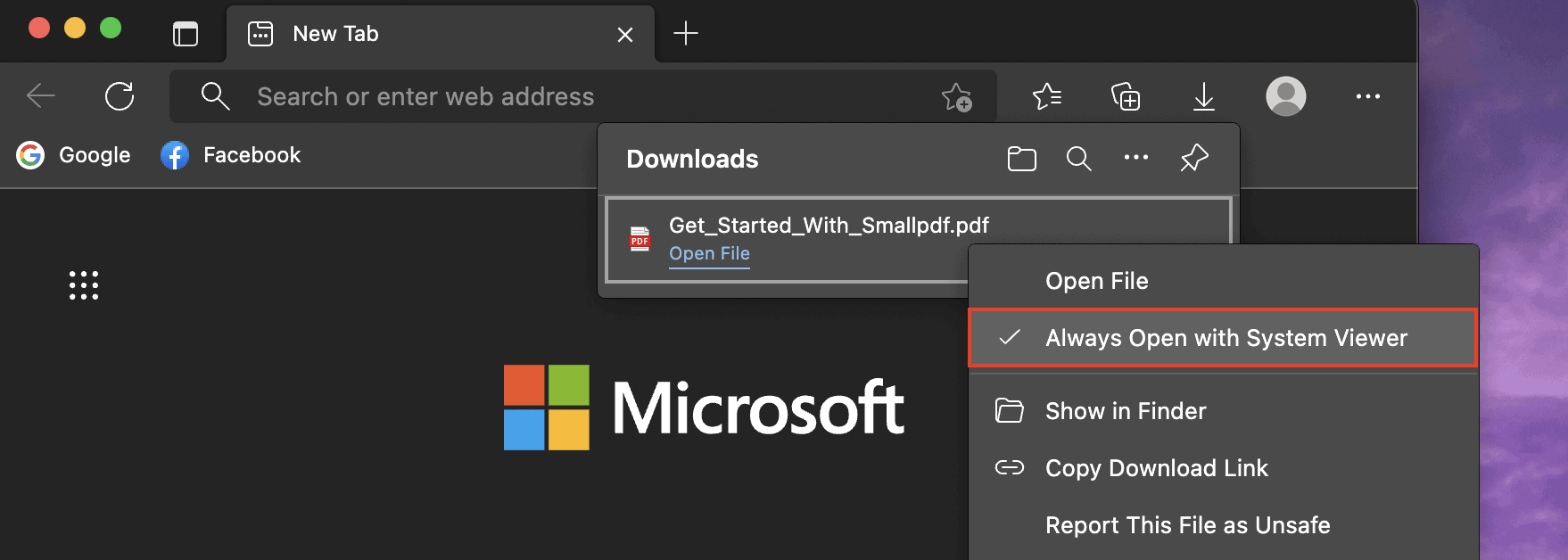 Always open with system viewer