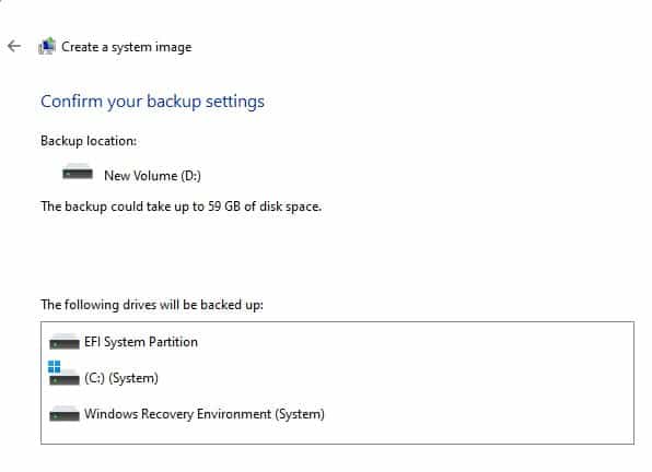 Backup system Image