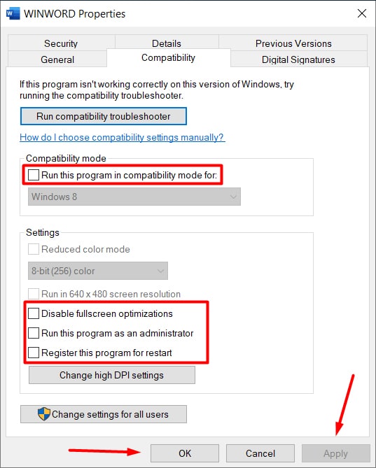 Changing compatability