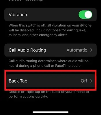 Click-on-Back-Tap