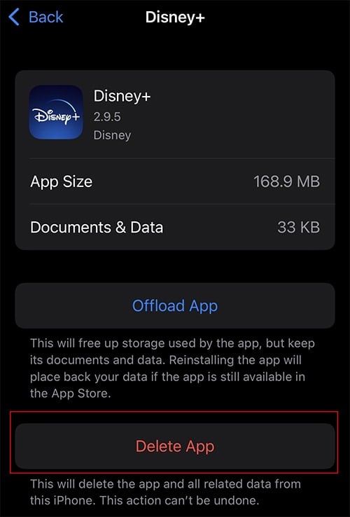 Delete-Disney-plus-app