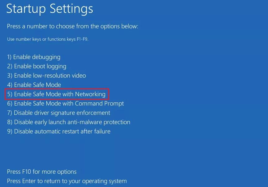 Enable safe mode with networking