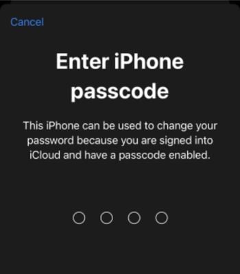 Enter your iPhone Passcode