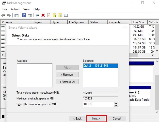 Extend Volume Amount 1