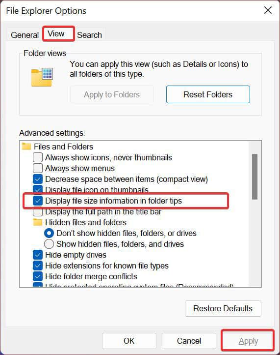 Folder options