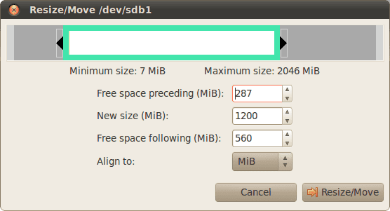 GParted Resize-Move