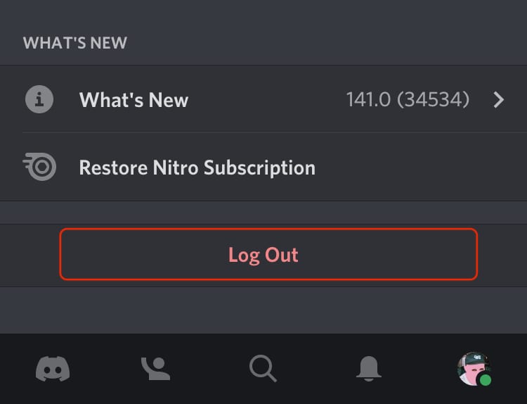 Log Out Discord mobile