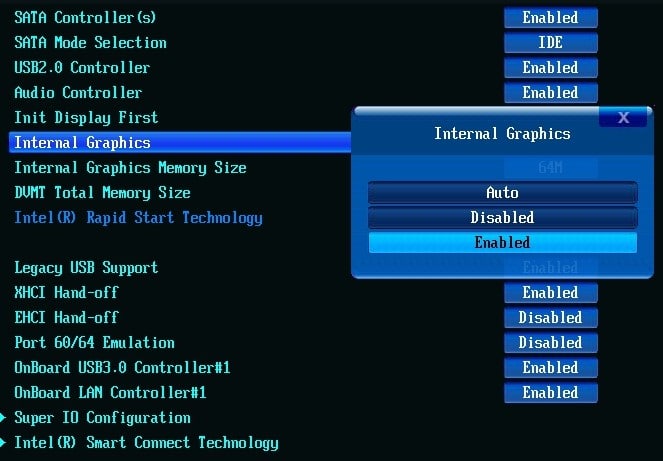 Onboard Graphics Enable