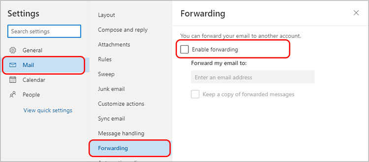 Outlook-Mail-Forwarding-Disable