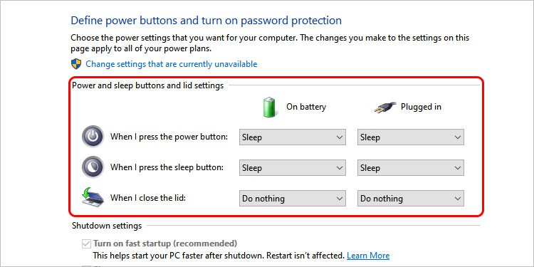 power button