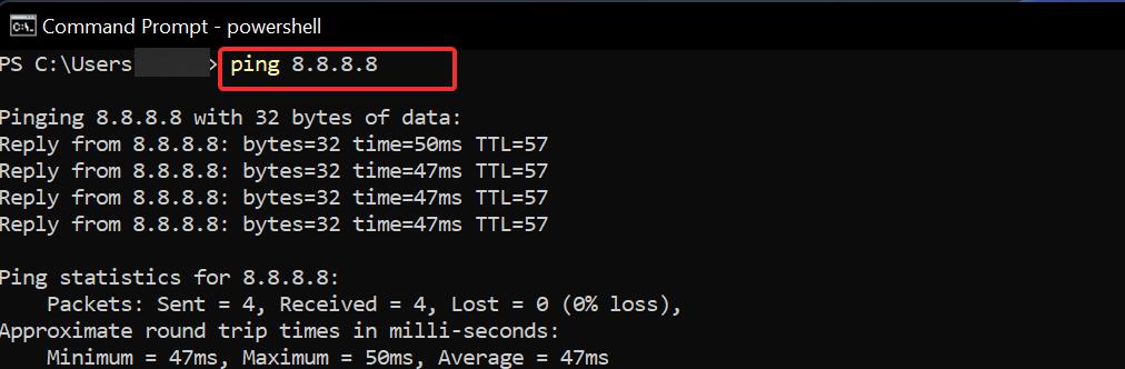 Ping 8.8.8.8