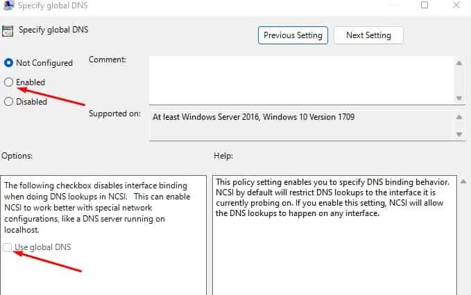 Specify-Global-DNS