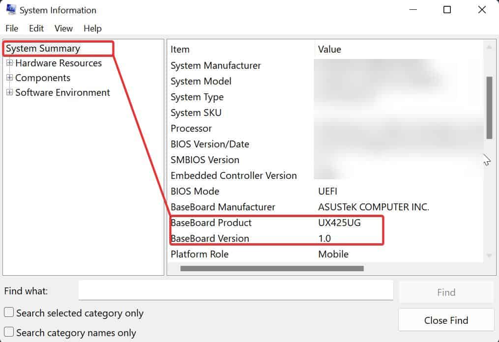 System info