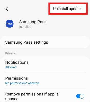 Tap on Uninstall updates