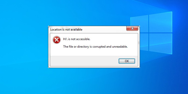 the file directory is corrupted or unreadable
