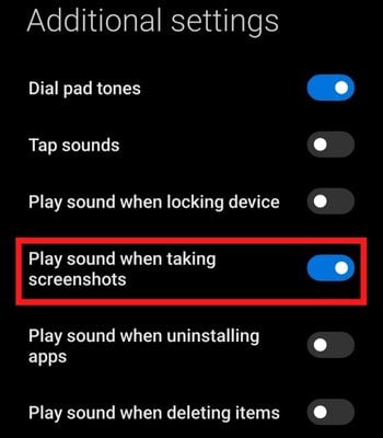 Disable playback sound when taking screenshots