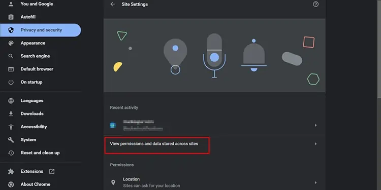 ViewPErmissionsandDataStoredAcrossSitesChrome