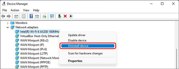 Windows-Device-Manager-Uninstall-WiFi-Driver