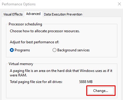 advanced tab and change