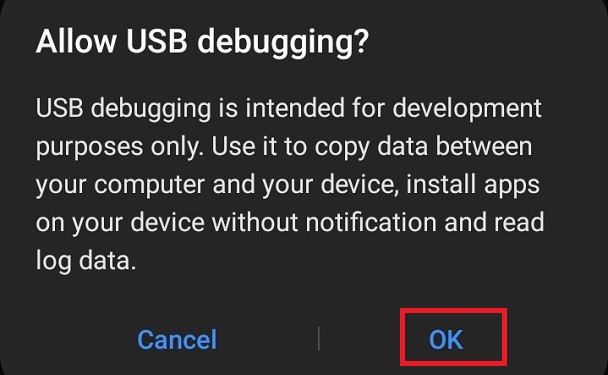 allow usb debugging
