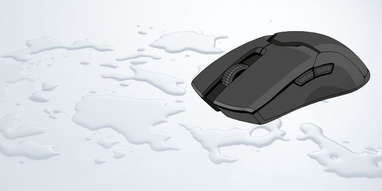 avoid using a mouse over a wet surface