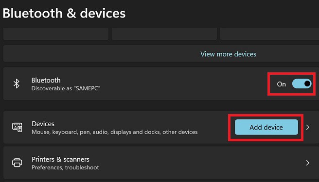 bluetooth add devices