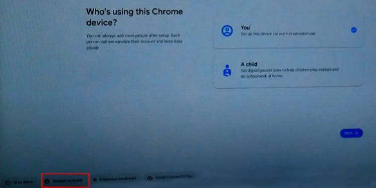 browse as guest chrome os flex