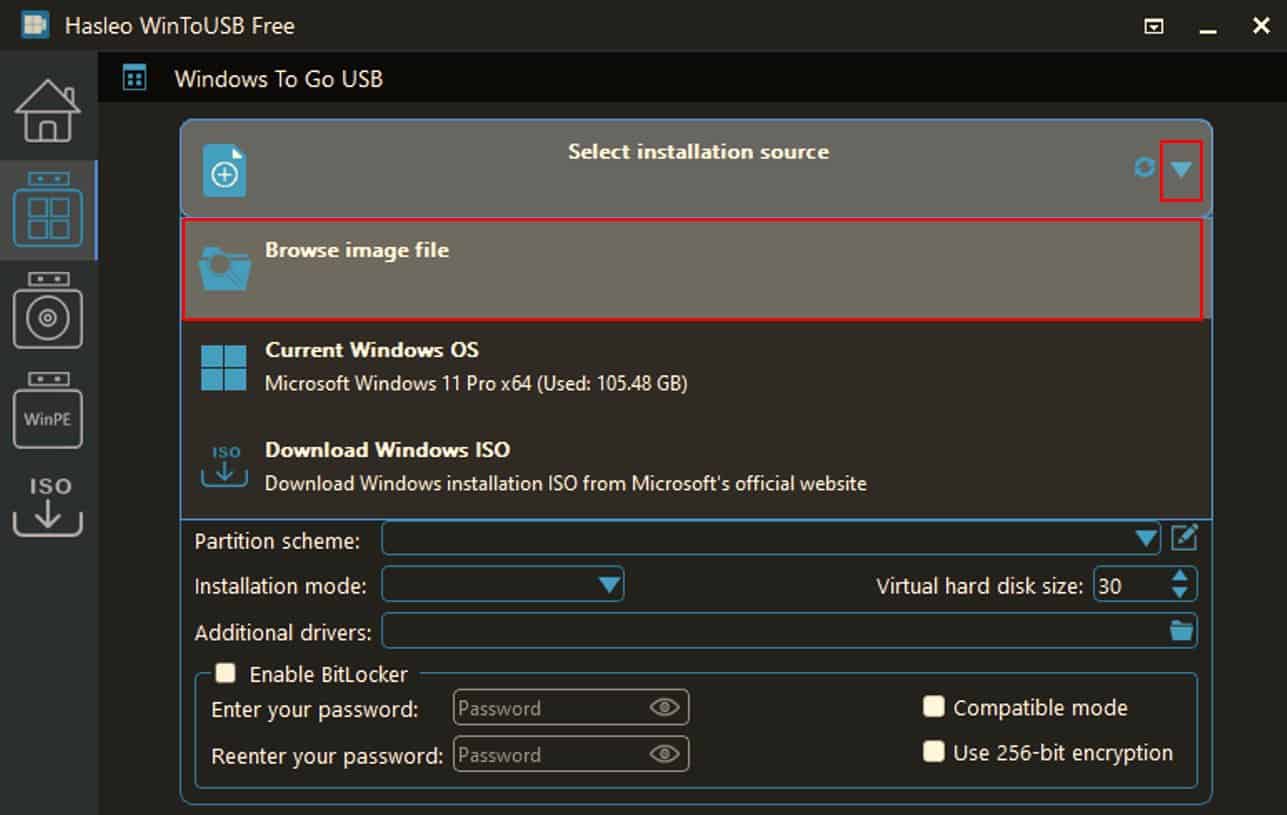 browse windows img file