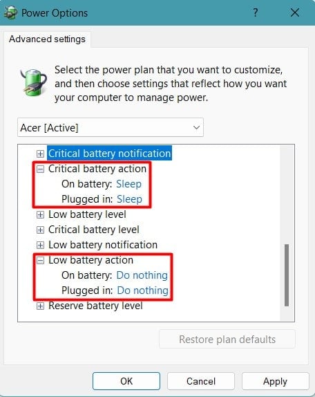 change battery action