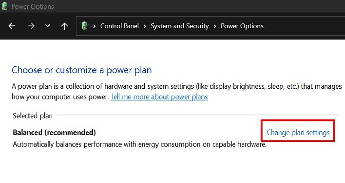 change plan settings