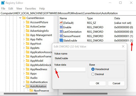 change stateenable value