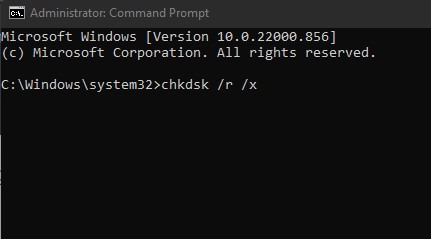 chkdsk run in cmd