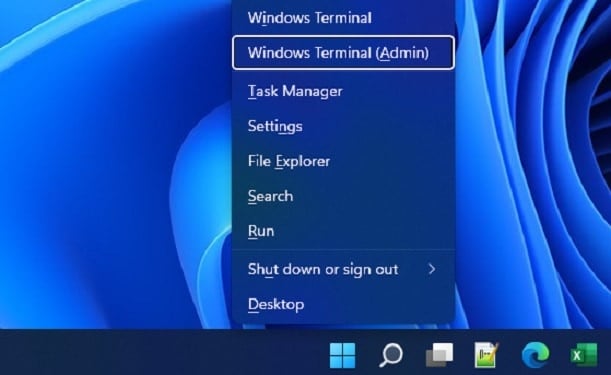 choose windows terminal admin