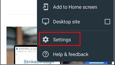 android chrome setting