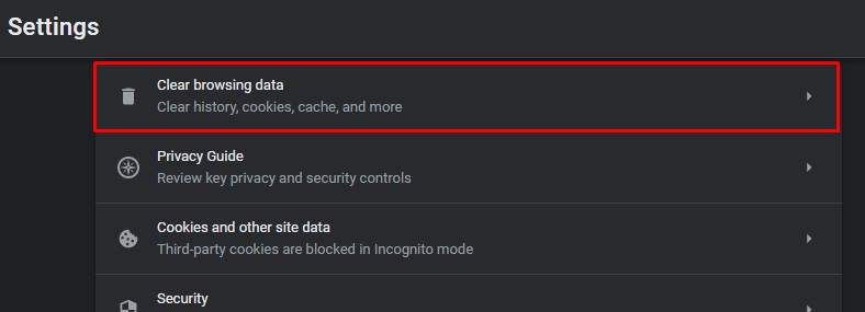clear browsing data