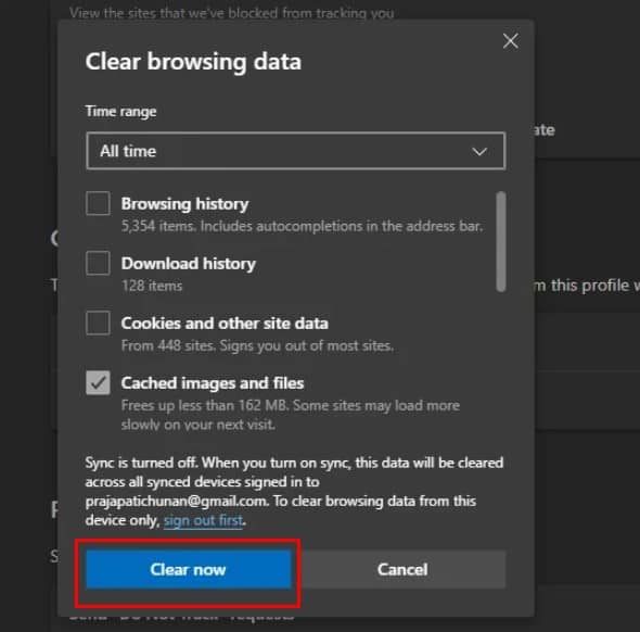 clear browsing data