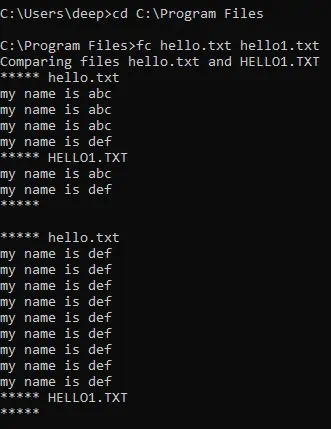 compare-using-command