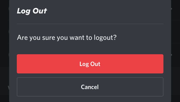 confirm Log out Discord mobile