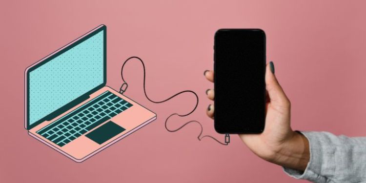 connect phone to usb port of laptop