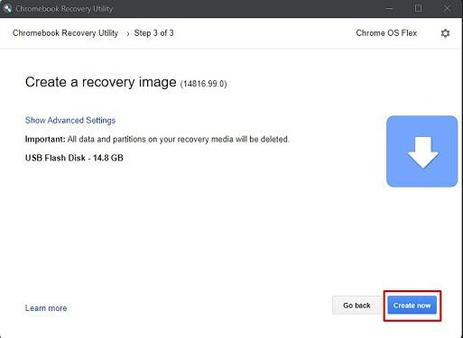 create chromebook recovery utility now