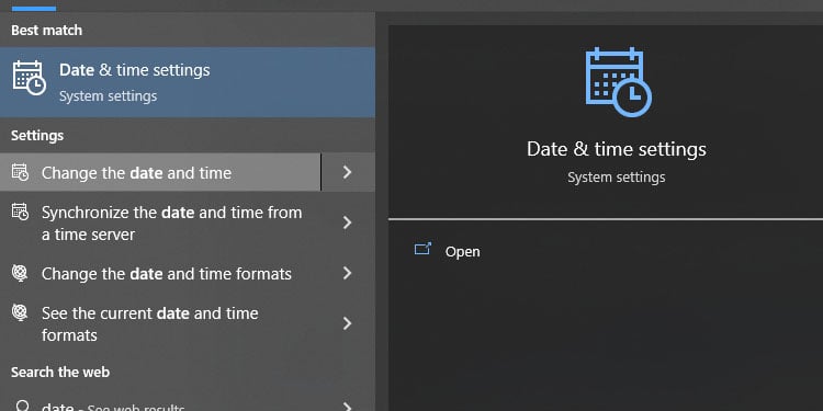 date and time  settings 