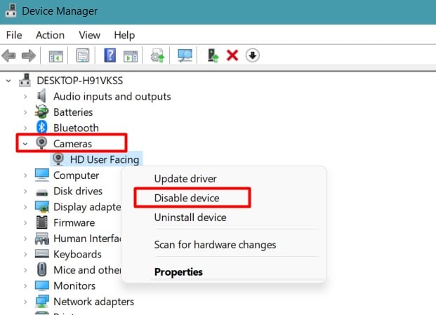 disable device