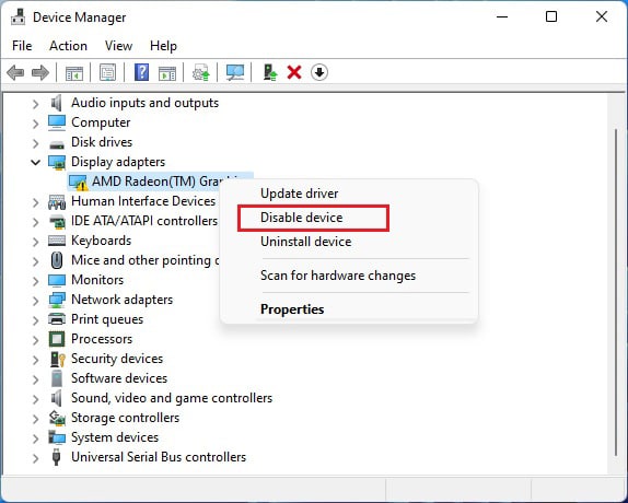disable outdated device driver