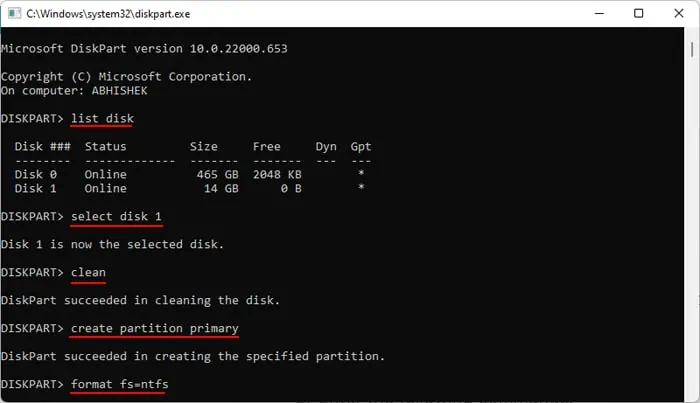diskpart-format-disk