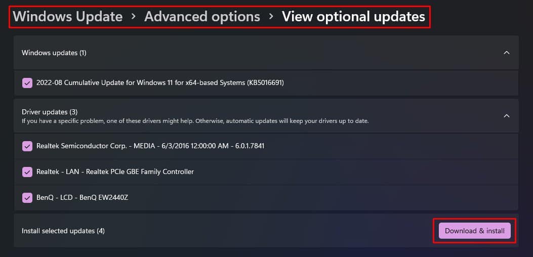 download optional updates