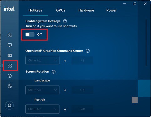 enable system hotkeys