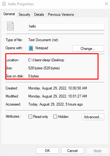 compare using file properties
