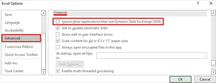ignore-DDE-excel