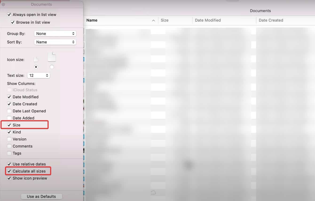macos folder options